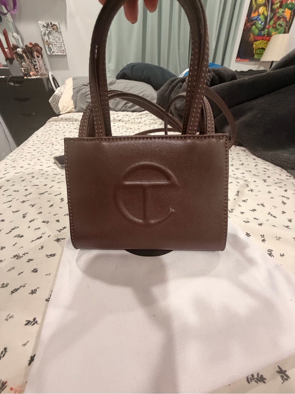 Telfar Dark Brown Mini Shopper with Embossed Logo - Picture 7 of 7